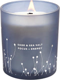 White Sage Sea Salt Wood Wick Soy Scented Candle, 10.6 oz | Sage Candle for Cleansing House | Aromatherapy Energy Cleansing Candle for Home, Meditation, Clean Burning Long Lasting
