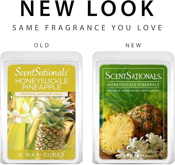 Scentsationals Wax Melts, Wax Cubes Strong Scent - Honeysuckle Pineapple - Long Lasting Scented Melts for Warmer, 10oz (24-Cubes)