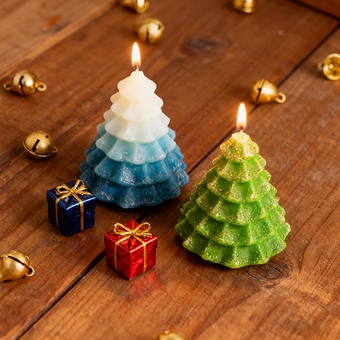 3D Christmas Tree Silicone Molds Large Christmas Molds Xmas Tree Pan Silicone Mold 8-Cavity Christmas Cake Mold for Mousse Cake Muffin Baking Jello Chocolate Ice Cube Soap Candle Lotion Bar Bath Bomb