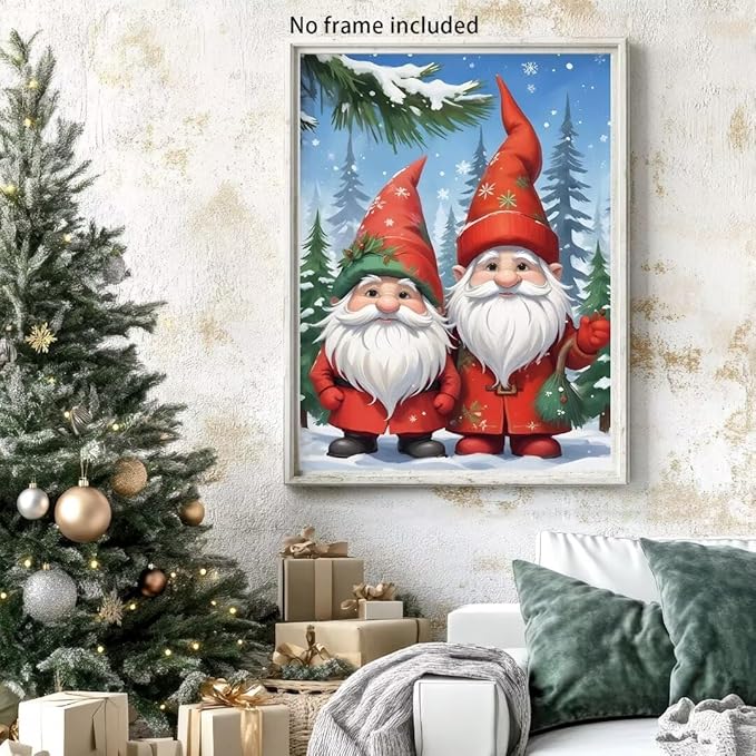 QZOTRXI 5D Christmas Diamond Painting Kits for Adults,DIY Diamond Art Christmas Gnome for Beginners, DIY Full Drill Paintings with Diamonds Gem Art Home Wall Decor 16x20 Inch