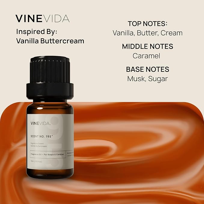 VINEVIDA [0.33 oz] Scent Vanilla Buttercream; Fragrance Oil for Candle Making and Soap Making - Winter & Holiday Oils
