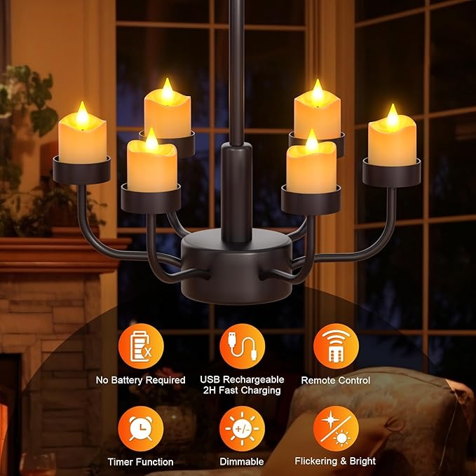 SoulBay Rechargeable Flameless Votive Candles, 12pcs 1.5" D White Electric Battery Operated LED Fake Tea Lights Candles with Remote Timer for Lantern Table Home Decoration, No Battery Required