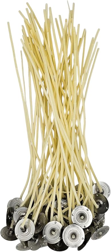 50 Pack – Jess Mae LX Candle Wicks, 8 Inch, Professional Grade – Primed Custom Assemblies with Beeswax Primer and Sustainer Tabs – DIY Candle Making Supplies (LX - 10)