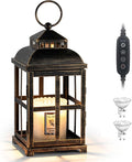 Candle Warmer Lamp with Timer: 11" Farmhouse Large Candle Warmer Lantern for 3 Wick Jar Candles Black Rustic Home Decor Electric Dimmable Wax Melter