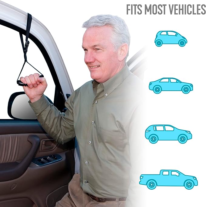 Stander CarCaddie, Car Safety Grab Bar for Adults, Seniors, and Elderly, Ergonomic Vehicle Support Handle with Adjustable Strap and Non-Slip Rubber Grip, Automotive Standing and Mobility Aid