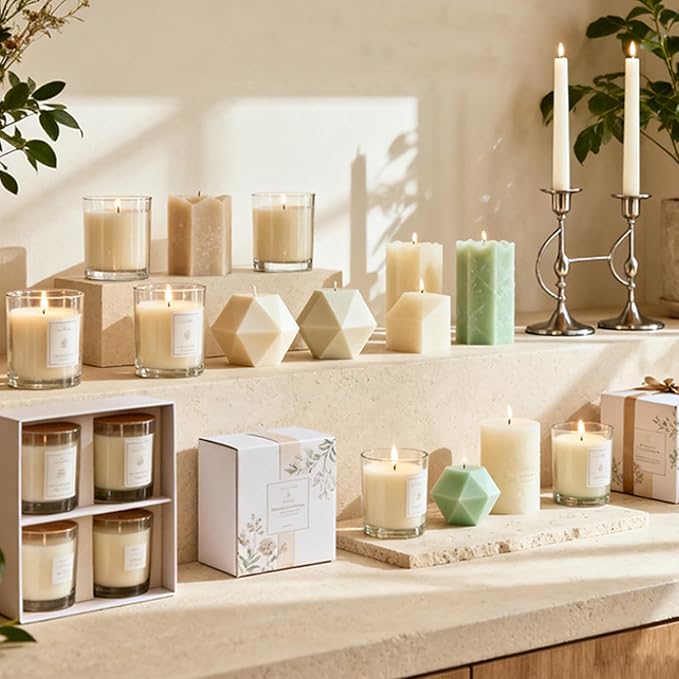 200 PCS Candle Making Kit with Soy Wax – Includes 100pcs 6-Inch and 100pcs 4-Inch Candle Wicks, 100 Wick Stickers, 100 Wick Holders, and 4 Wooden Centering Devices for DIY Candle Making