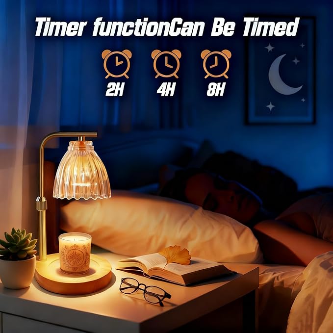 Candle Warmer Lamp with Timer & Dimmer, Height Adjustable Wax Melting Lamp with 2 Bulbs, Safe Flameless Candle Warmer for Home Decorat,Relax Gift for Wife, Mom, or Girlfriend, Congratulations Gifts
