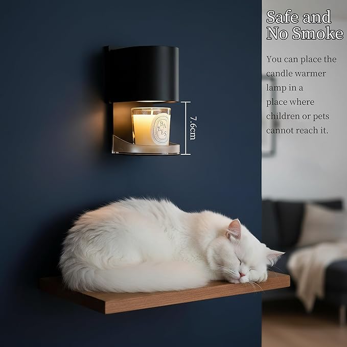 Mini Candle Warmer Lamp Blcak,Plug in Wax Melt Warmer for Bathroom Bedroom,Candle Lamp Warmer for Jar Candles,with Two 20 Watt Bulbs,Gifts for Women/Mom. (Black)