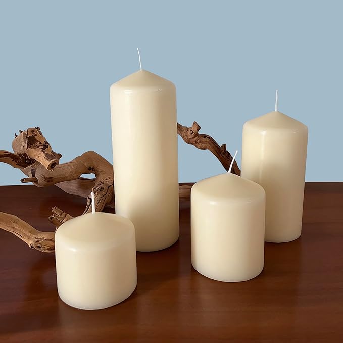 Stonebriar 35 Hour Long Burning Unscented Pillar Candles, 3x4, Ivory