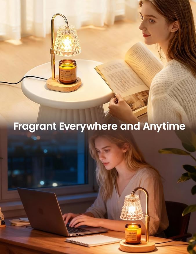 Candle Warmer Lamp with Timer Dimmable Candle Warmer Birthday Gifts for Women Mom Sister, House Warming Gifts New Home Room Decor, Height Adjustable Wax Melts Warmer for Jar Candles