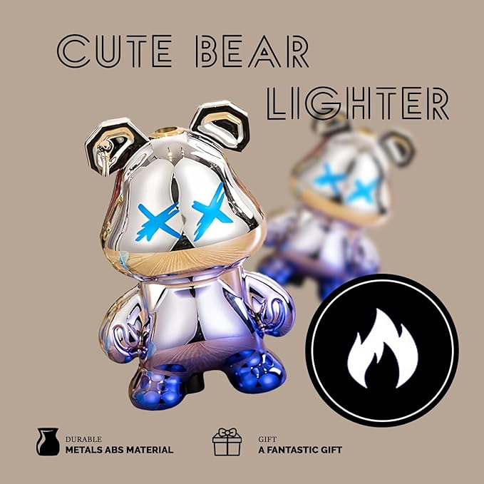 Cute Animal Soft Flame Lighter Cool Creative Design Lighters Butane Refill，Kawaii Cartoon Lighter Accessories，Unique Keychain Lighters for Women Birthday Candles BBQ (Without Butane Gas） (21)