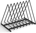 Triangle Desk File Organizer, 7 Slots Metal File Sorter Magazine Holder Document Rack,Desktop Bookshelf Organizer for Office Home School,Black