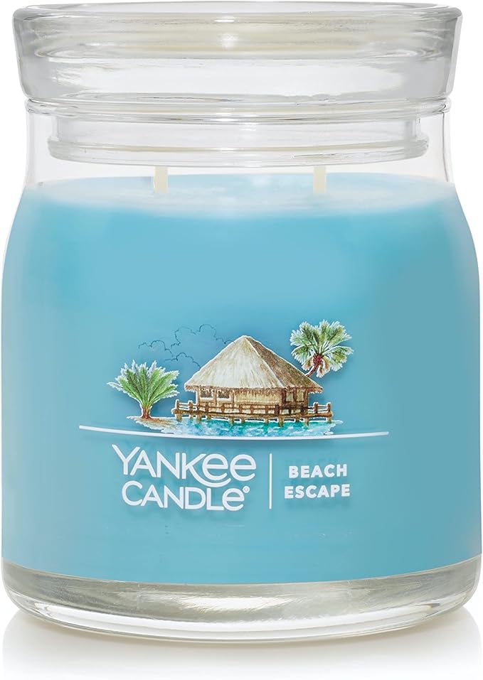 Yankee Candle Beach Escape Scented Signature 13oz Medium Jar 2-Wick Candle Over 35 Hours of Burn Time