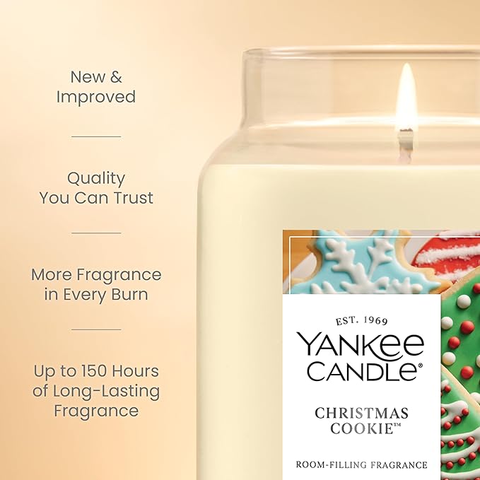 Yankee Candle Christmas Cookie Scented Candle, 22oz Large Jar with up to 150 Hour Burn Time, Giftable