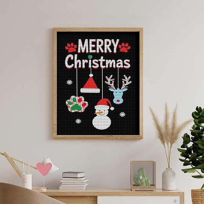 AIVKIEJK Diamond Painting Kits for Adults - Merry Christmas Paw Painting DIY 5D Full Drill Diamond Dots Paintings with Diamonds Gem Art and Crafts Home Decor 16"x20"