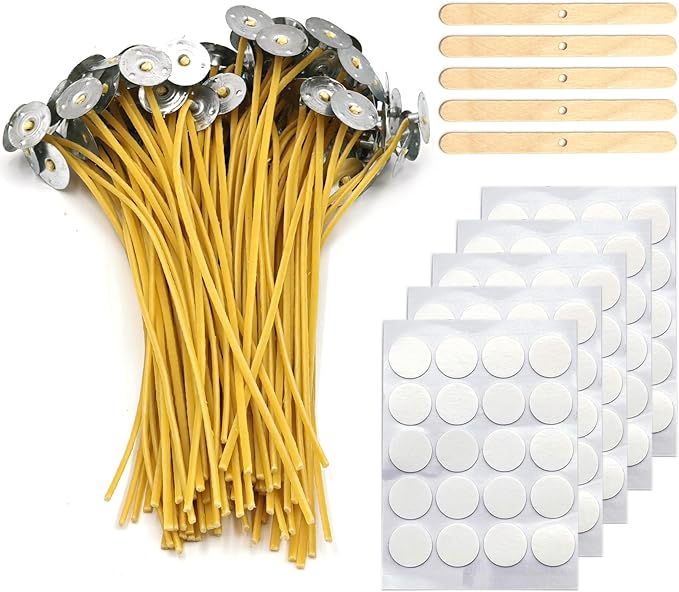 20cm Hemp Candle Wicks 100Pcs, Hemp Braided Wick for Handamde Candle Making, Pre-Waxed with Beeswax