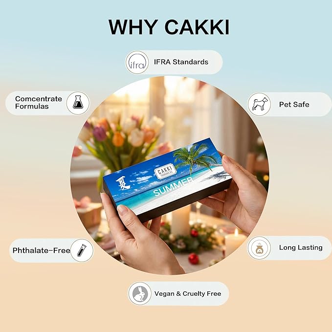 Summer Essential Oils for Diffusers for Home, CAKKI Fragrance Oils Set, Long Lasting, 6X10ml with Coconut, Pina Colada, Aqua Kiss, Bali Island, Strawberry, Aromatherapy Oils, for Candles Making