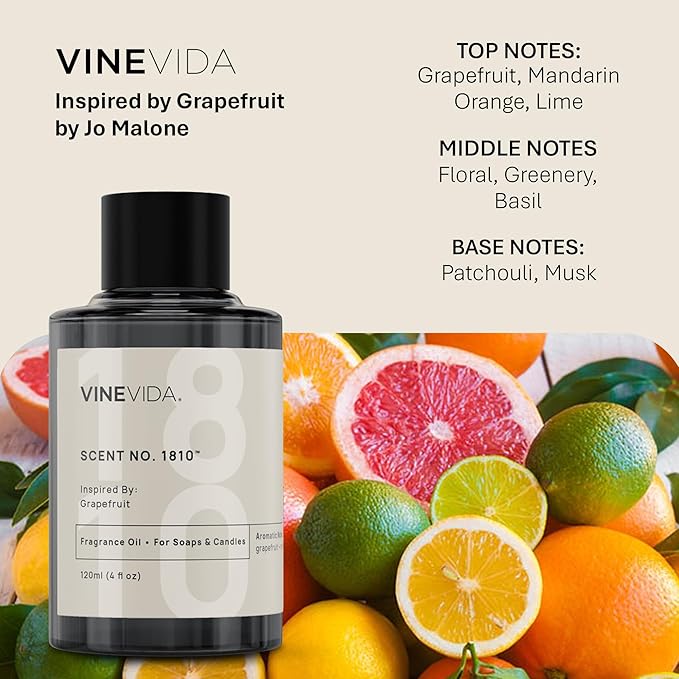 VINEVIDA [32oz] Grapefruit Fragrance Oil for Candle Making - Natural Candle Oil Scents - Soap Making Essential Oil - Made in USA