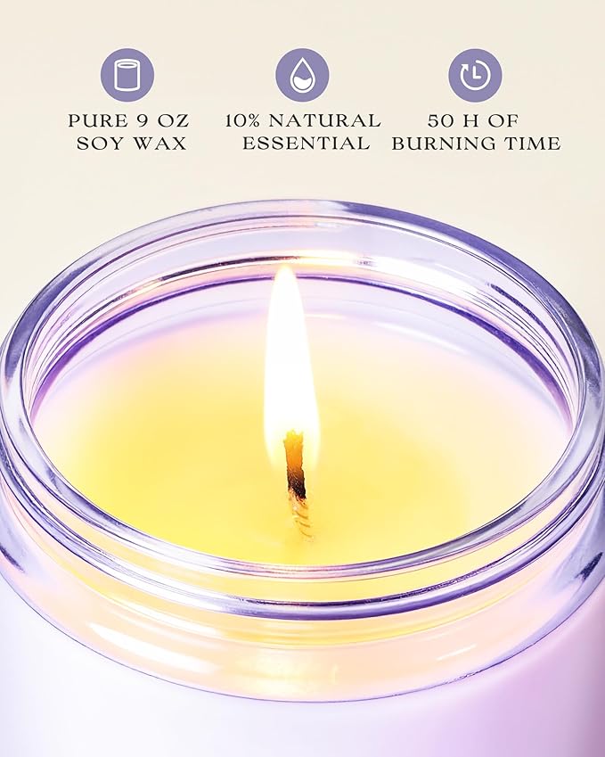 AOOVOO Violet Odor Eliminating Highly Fragranced Candle - Eliminates 95% of Pet, Smoke, Food, and Other Smells Quickly, Air Freshing Soy Candle, 9 oz