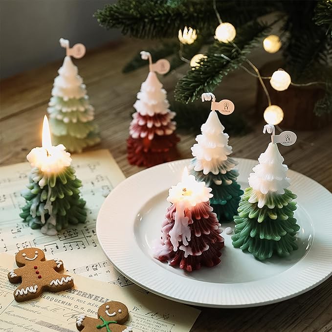 2 Pcs 3D Christmas Tree Shape Resin Casting Silicone Mold for DIY Xmas Decoration Aromatherapy Candles Wax Plaster Polymer Clay