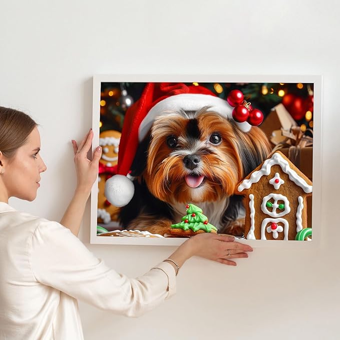 MOGTAA Christmas Dog Diamond Art Kits for Adults, 5D Full Drill Animal Diamond Painting Kits for Adults Beginner, DIY Round Diamond Dots for Adults, Gem Art for Home Wall Decor 12 X 16 Inch