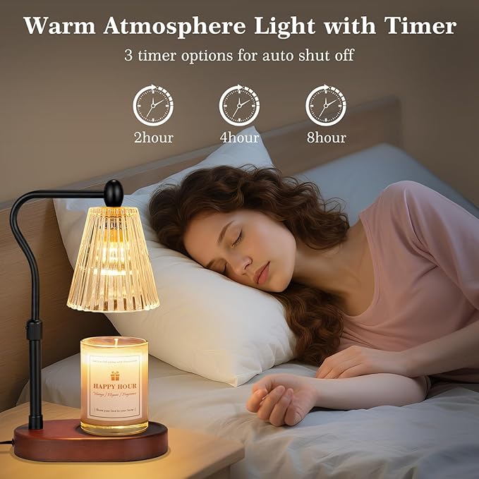 Candle Warmer Lamp, with Timer and Dimmer, Adjustable Height, Christmas Birthday Gifts for Women Mom, House Warming Gifts, Home Decor, Thanksgiving Decorations,Wax Warmer for Scented Jar Candles