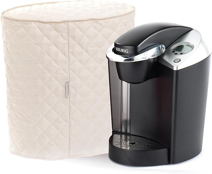 Covermates Keepsakes Coffee Maker Cover – Quilted Appliance Protector for Espresso Makers – Dust & Stain Resistant, Washable Slip‑On Design for Countertop Storage, Cream