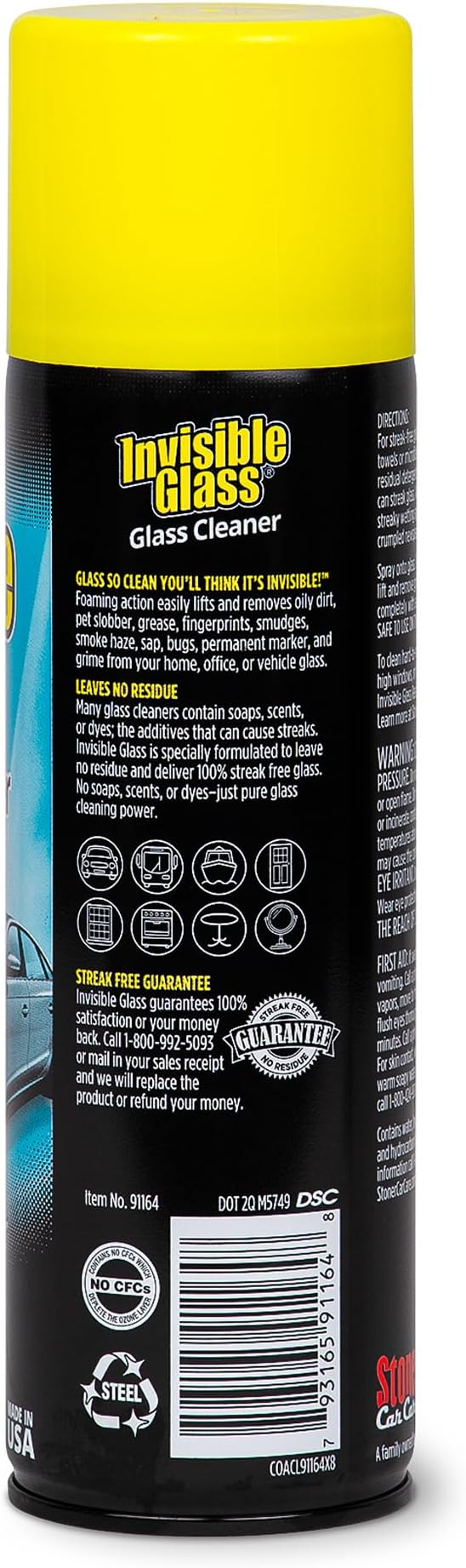 Invisible Glass 91164-3PK Premium Aerosol Glass Cleaner Spray for Car Windshields and Windows, Automotive and Home Window Cleaner, Streak-Free, Ammonia-Free, Tint-Safe – 19 oz (Pack of 3)