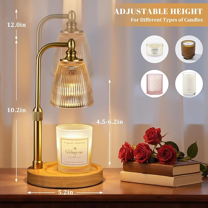 Candle Warmer Lamp with Timer Dimmable,Birthday Gifts for Women Mom Sister,House Warming Gifts New Home,Adjustable Height Wax Melt Warmer for Jar Candles,Ideal for Office,Dorm,Bedroom Home Decor