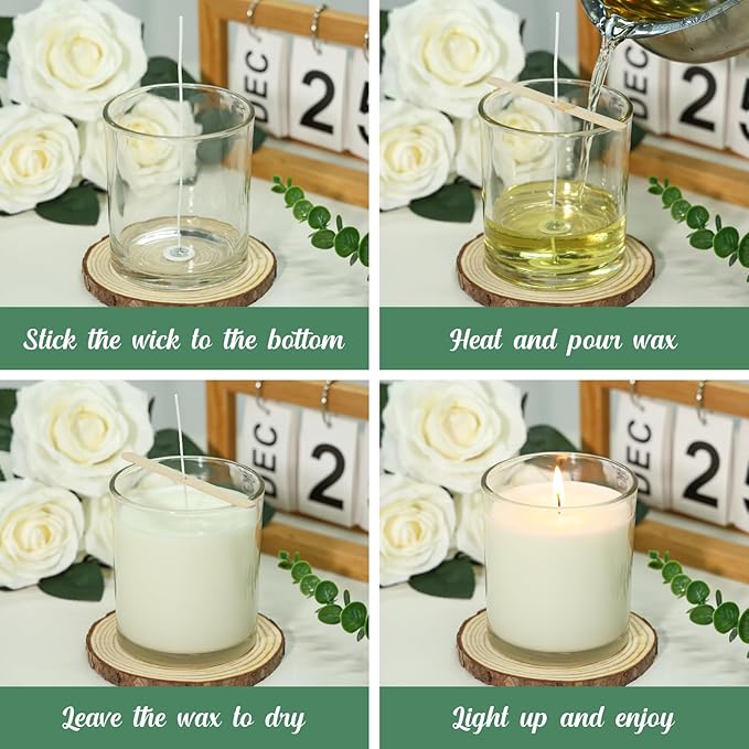SUPMIND 20 Pack 14 fl.oz Glass Candle Jars - Clear Empty Candle Vassels with Bamboo Lids, Bulk Containers Jars for Making Candles 12 14 fl.oz