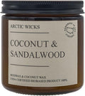 Arctic Wicks Handcrafted Candles | Non Toxic Coconut Beeswax Candles 16oz Double Wick | 100% USDA Certified Biobased, Handmade, Premium Waxes, Non-Toxic (Coconut & Sandalwood, 16oz Amber Jar)