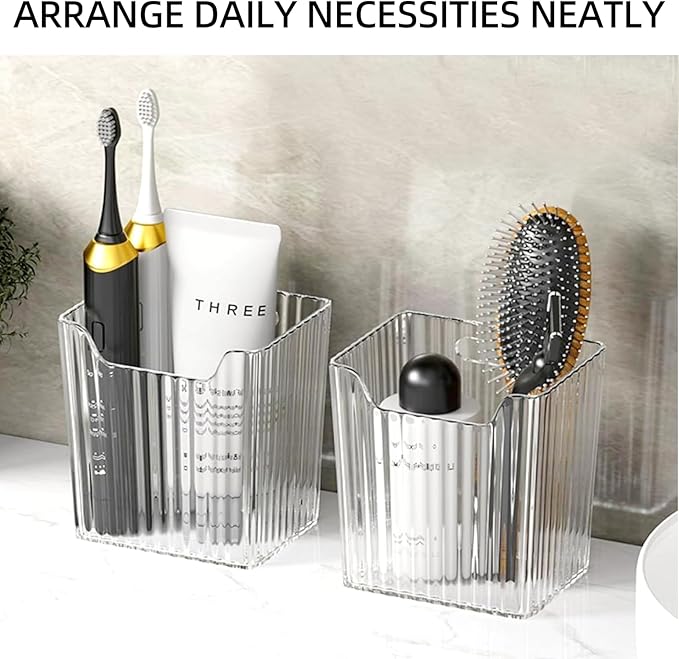4 Pack Clear Adhesive Wall Mount Organizers, Stackable Cabinet Door Storages Baskets Bins Containers Multi-Purpose Wall-mounted Hanging Organization for Makeup,Kitchen,Bathroom