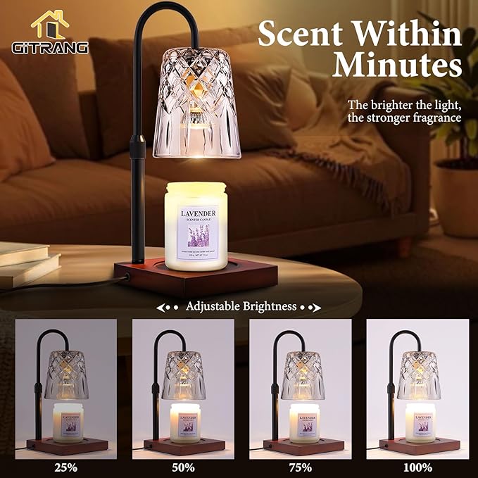 Candle Warming Lamp with Timer Dimmer,House Warming Gifts New Home Decor, Birthday Gifts for Women Mom,Height Adjustable Wax Melts Warmer for Jar Candles with 3 Bulbs，Valentine's Day Gifts Decor Lamp