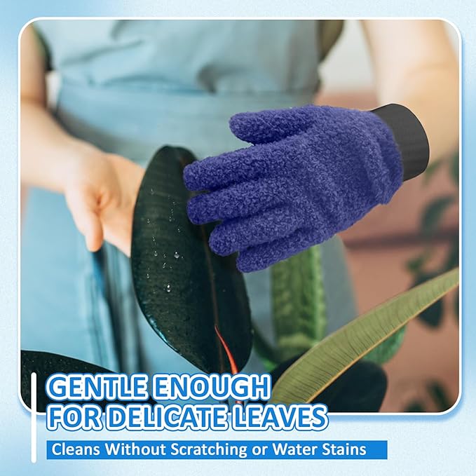 MIG4U 4 Pairs Microfiber Gloves - Dusting Gloves for House Cleaning - Washable Blind Cleaner Duster Tool (Blue/Pink/Gray/Navy,S/M)