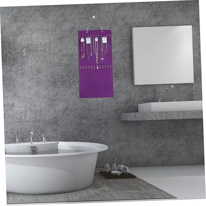 Levemolo 1set Hanging Storage Bag for Home Organization Felt Material Jewelry Organizer Hooks for Earrings Hair Ties Necklaces for Bedroom and Closet Storage