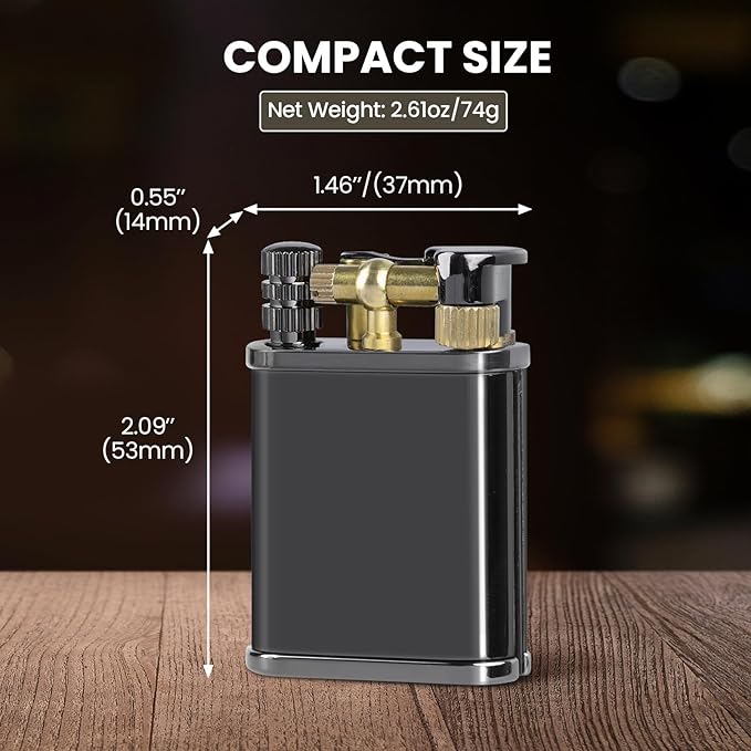 CHOICEDC Vintage Trench Lighter, Permanent Match, Cool Pipe Lighter, Unique Metal Lighters, Antique Kerosene Lighters Fluid Refillable, Reusable Waterproof Forever Matches, Classic Gift for Men,Black