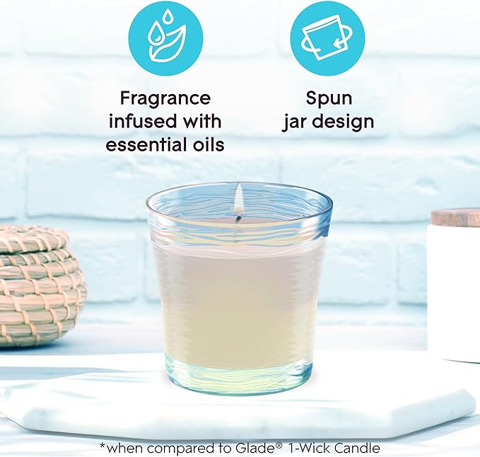 Glade 1-Wick Scented Candle Jar, Dewdrop Petals, Air Freshener Infused with Essential Oils, 4.08 Oz, 2 Count