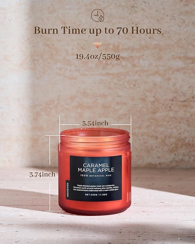 M&SENSE Caramel Apple Valentine Scented Candles for Home, Long Lasting 70 Hours Natural Soy Wax Clean Non Toxic Large 11.6oz 2 Wicks Candle Gifts for Easter Holiday Birthday Housewarming