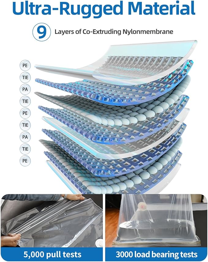 Vacuum Storage Bags for moving, Vacuum Seal Bags for Memory Foam, Latex, Clothing & Bedding, Space Saver Bags for Organization and Storage(XX-Large)