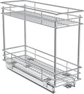 ROOMTEC Pull Out Cabinet Organizer for Narrow Cabinet (5" W X 21" D), Kitchen Cabinet Organizer and Storage 2-Tier Cabinet Pull Out Shelves Under Cabinet Storage for Kitchen, Chrome