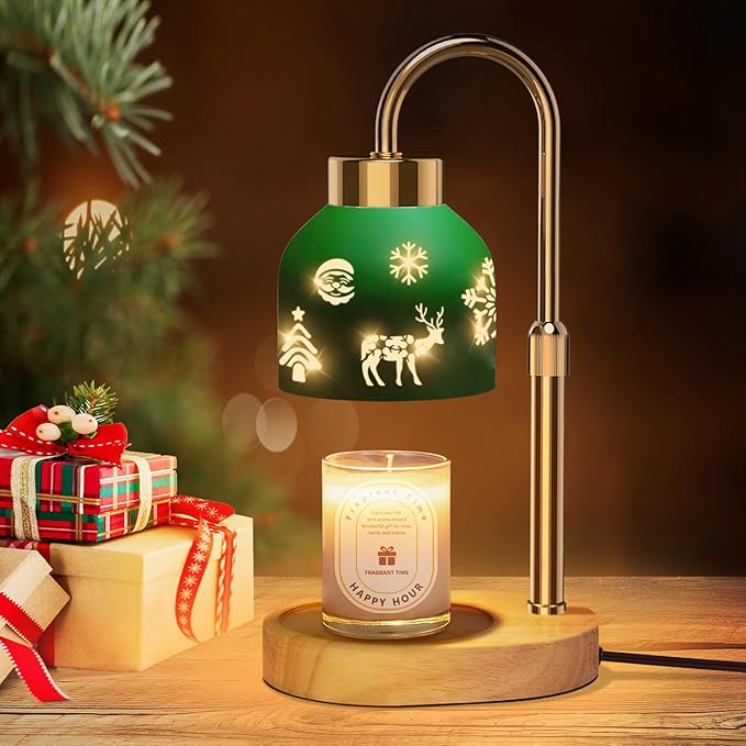 Lukasa, Christmas Candle Warmer Lamp, with Timer and Dimmer, Adjustable Height Candle Lamp, Wax Melt Warmer for Scented Jar Candles, for Women Mom Girls Teens Adults