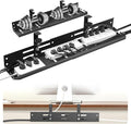 No Drill Under Desk Cable Management Tray, 17”-30” Retractable Cord Organizer for Table, Clamp Mount Wire Basket, Power Strip Holder & Metal Cord Organizer for Office, Home