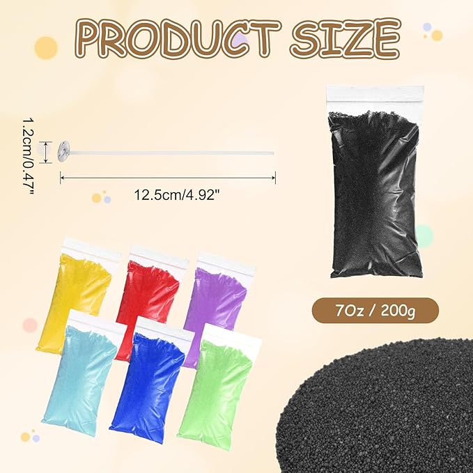 MECCANIXITY Pearled Sand Candles with 20 Pcs Wicks 7Oz / 200g Candle Beads Refillable Powder Sand Wax Making Kit for Thanksgiving Christmas Wedding Party DIY Home Crafts, Black