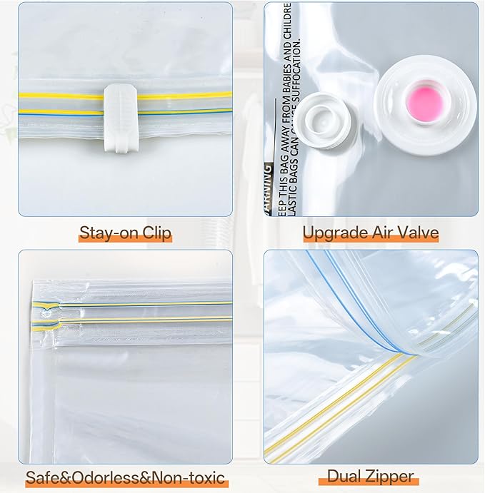 9 Pack Vacuum Seal Bags with Rechargeable Wireless Pump Set, 3 Combo Sizes for Travel Home Storage