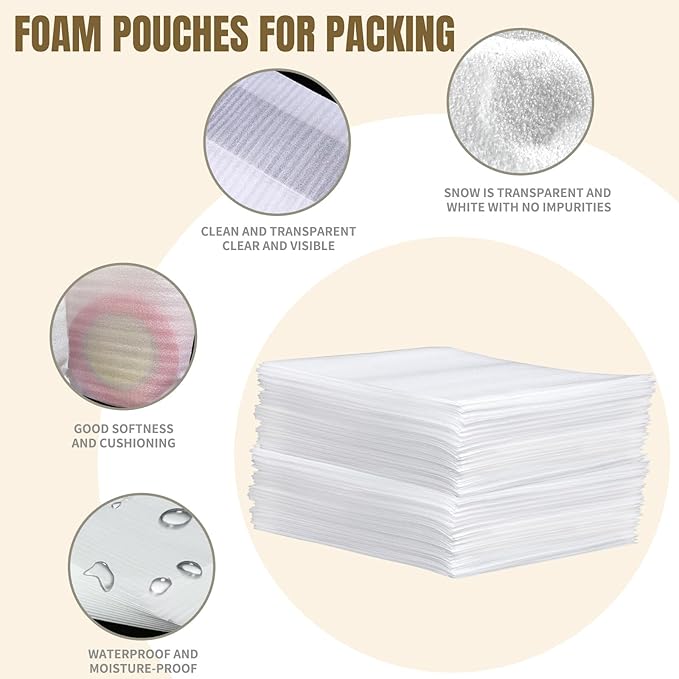 50 Pack 16'' x 20'' Large Cushion Foam Pouches, Foam Wrap Pouches for Extra Protect Fragile Items, Cushioning Packing Foam Pouches for Shipping, Moving and Storage(400x500x0.5MM)