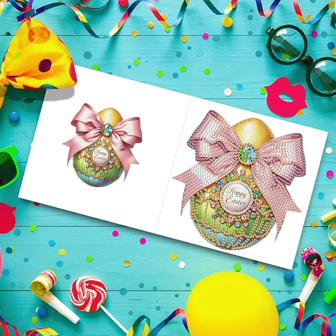 DoxQcs 5D Diamond Art Painting Greeting Cards Kit, DIY Cards for Blessings Congratulations Gifts, Greeting Card Set for Birthday Thanksgiving Day Christmas Halloween-Easter Egg