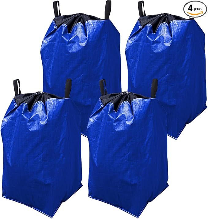 66 Gallon Extra Large Moving Bags with Handles, Heavy Duty Waterproof Storage Totes for College Dorm and Home, Packing Supplies for Moving Boxes, Set of 4