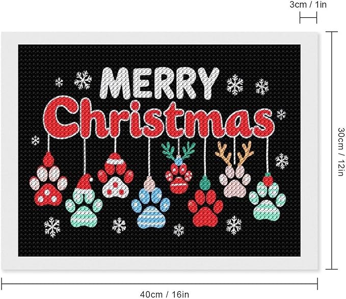 AIVKIEJK Diamond Painting Kits for Adults - Merry Christmas Paw Painting DIY 5D Full Drill Diamond Dots Paintings with Diamonds Gem Art and Crafts Home Decor 12"x16"