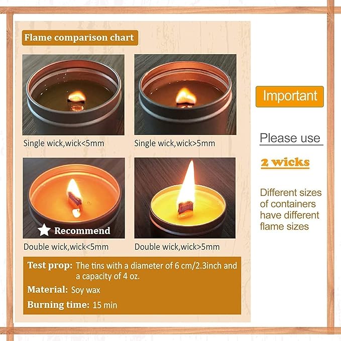 PXBBZDQ 200 PCS Wood Wicks for Candles Making 0.5" X 5.9" Crackling Wooden Candle Wick for Soy Candle Making,Long Woodwick 100 Sets