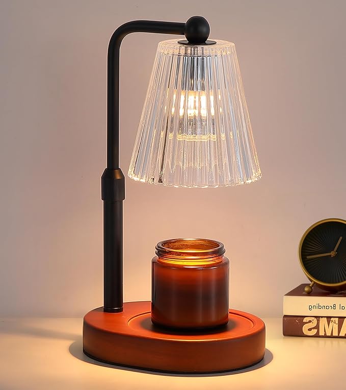 Candle Warmer Lamp with Timer Dimmable, Wooden Electric Wax Melt Warmer for Jar Candles,2 Bulbs, No Flame Candle Warmer Lamp Birthday Gifts for Women Mom,House Warming Gifts,Height Adjustable